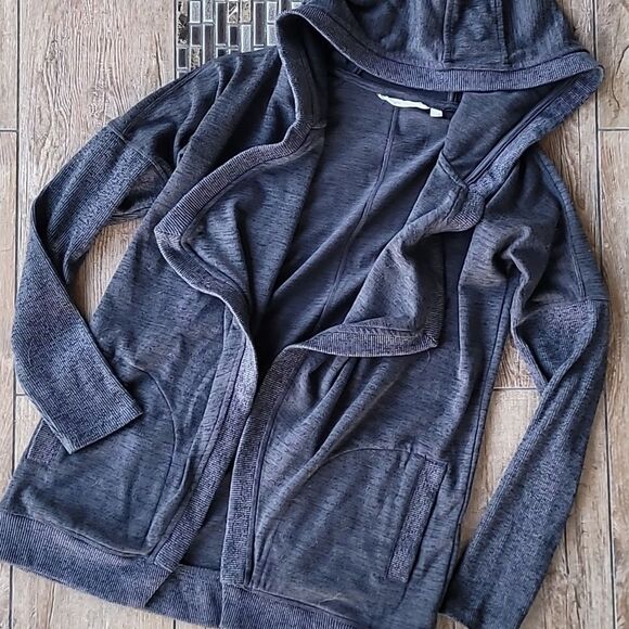 ATHLETA BLISSFUL HOODED WRAP BLUE/GRAY WOMENS XS - Picture 11 of 14